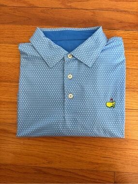Masters Men's Light Blue Patterned Polo Shirt with logo
